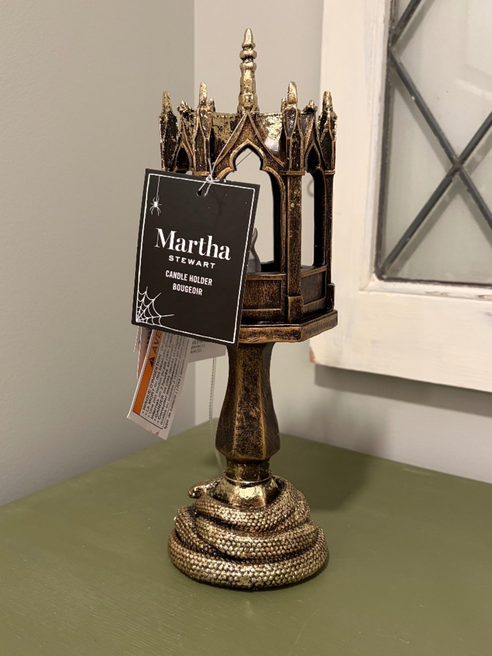 Martha Stewart Gothic Cathedral Flameless LED Candle Lantern Halloween NWT